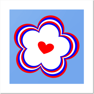 American flower with heart Posters and Art